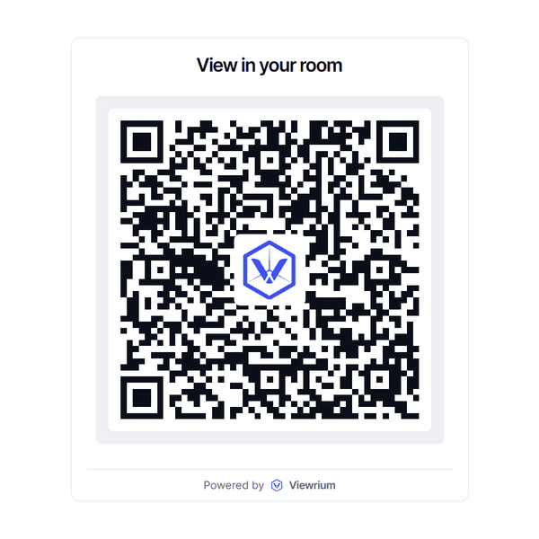 The minimal QR code: "View in your room" above the code, "Powered by Viewrium" below it