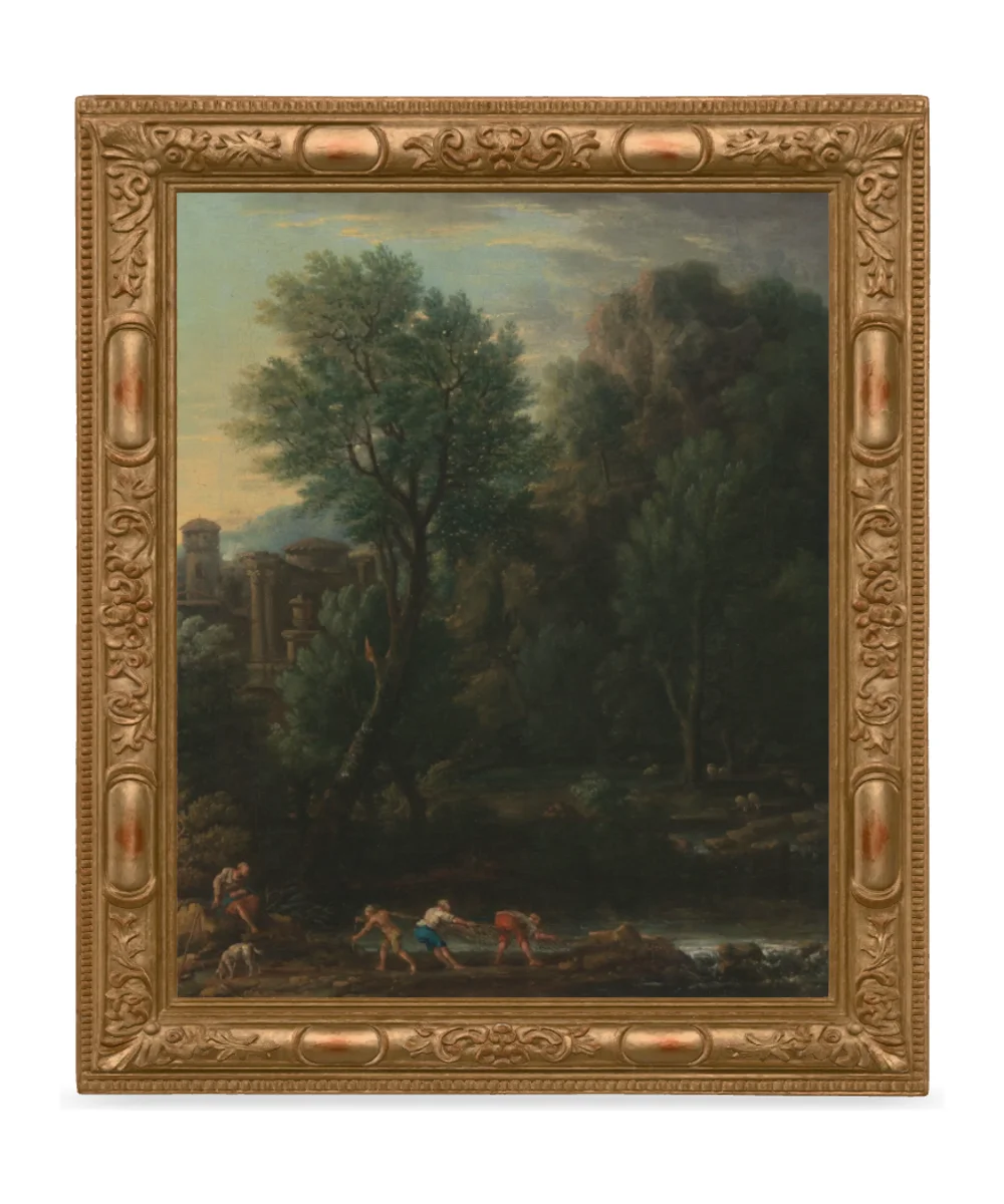 The result: the same painting as a 3D model, straight on, the artwork unchanged inside its generated frame.